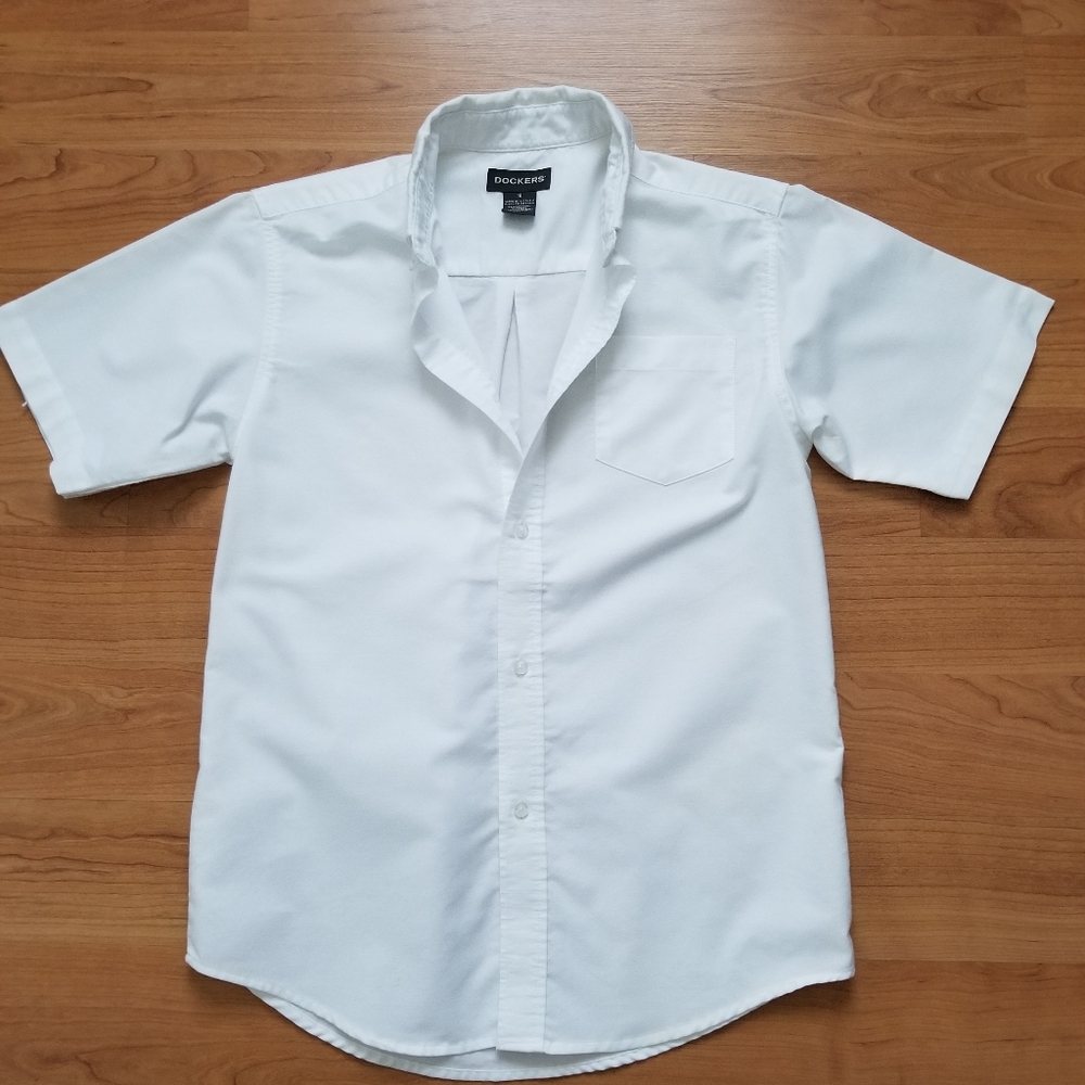 Boy Dockers button down White shirt size 14
